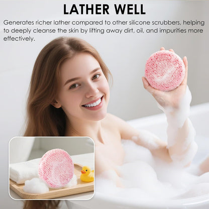 INNERNEED Food-Grade Soft Silicone Body Scrubber Shower Brush Handheld Cleansing Skin Brush, Gentle Exfoliating and Lather Well (Dark Green)