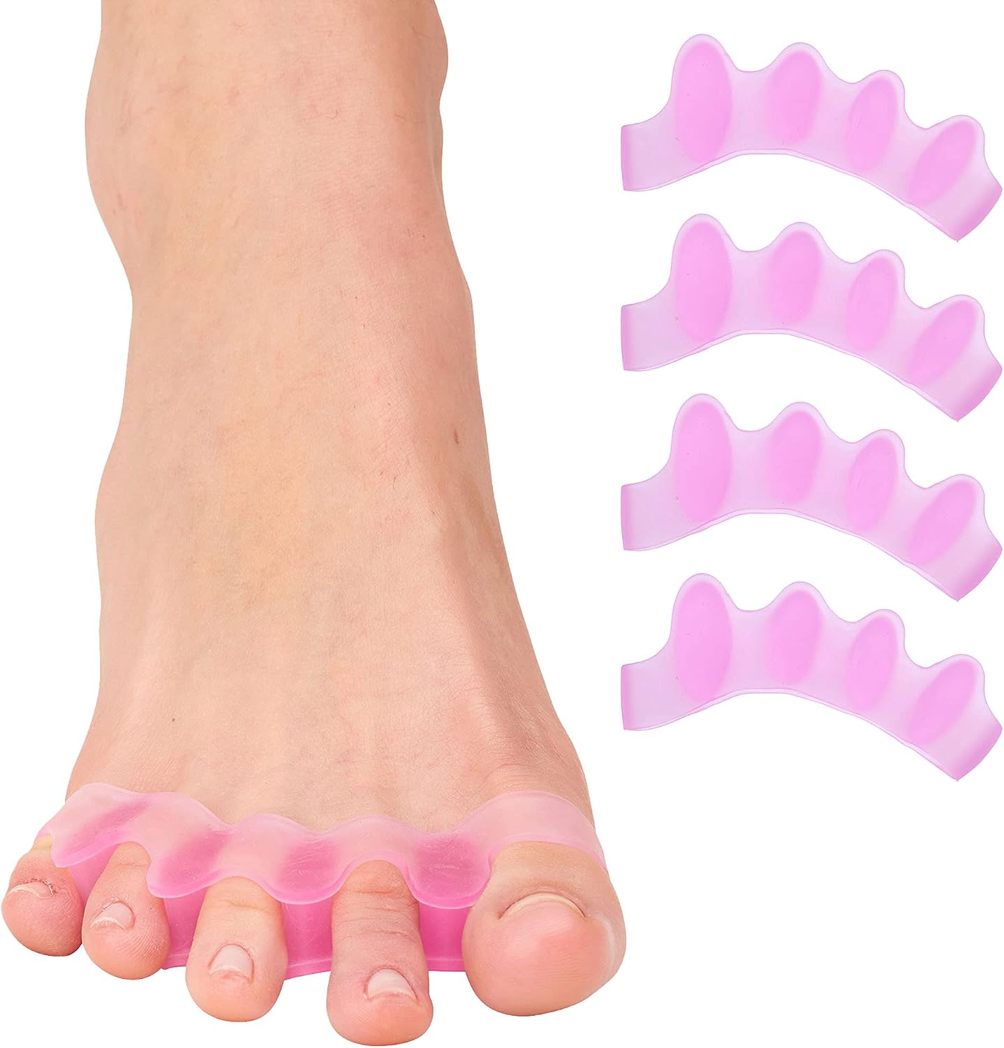 ZenToes Silicone Toe Spacers and Separators for Correct Toe Alignment, Bunion Relief, Hammertoe Straightener, Gel Orthopedic Corrector – 1 Pair (Black)