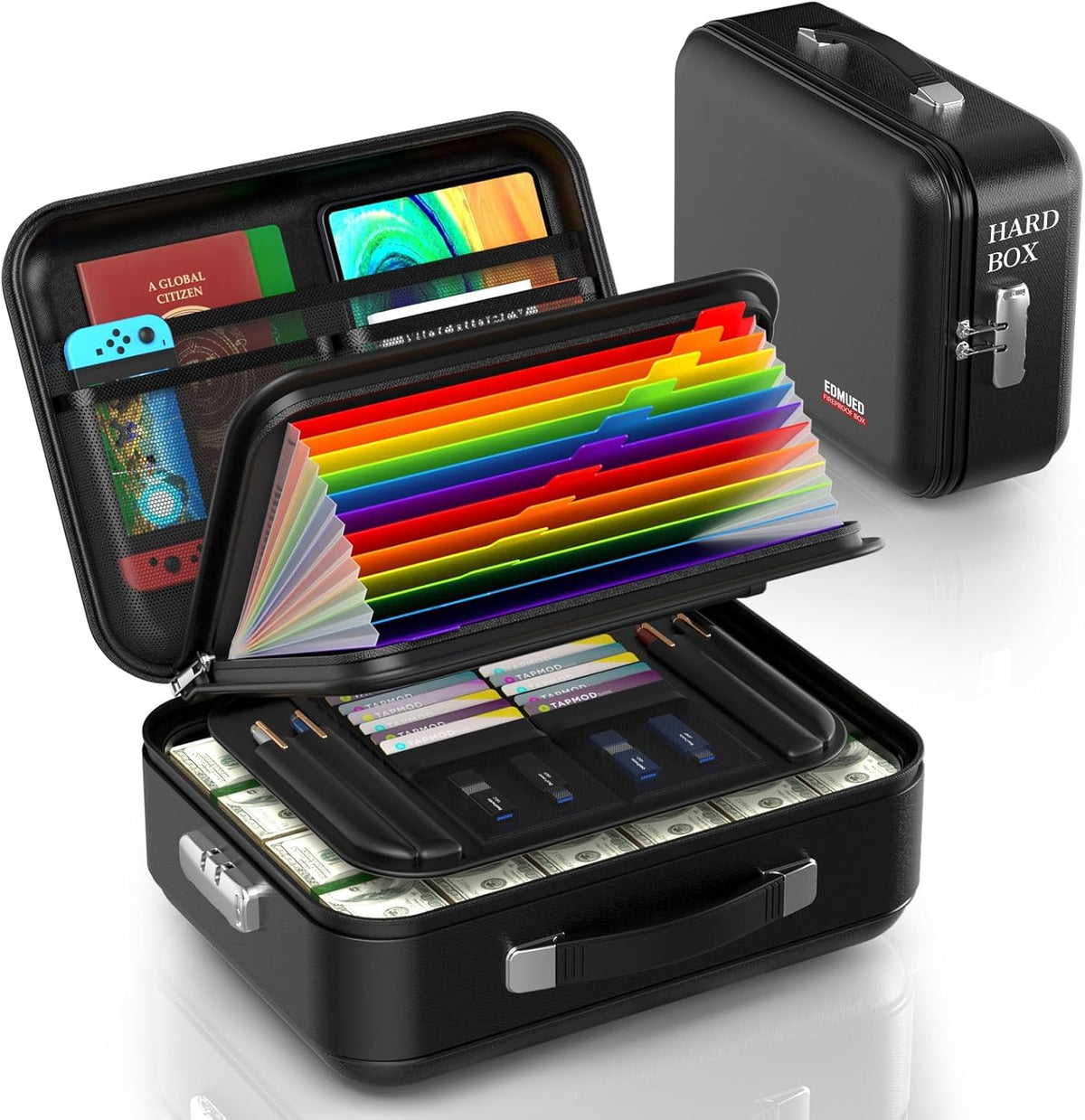 Fireproof Document Box, Waterproof Safe Box with Combination Lock