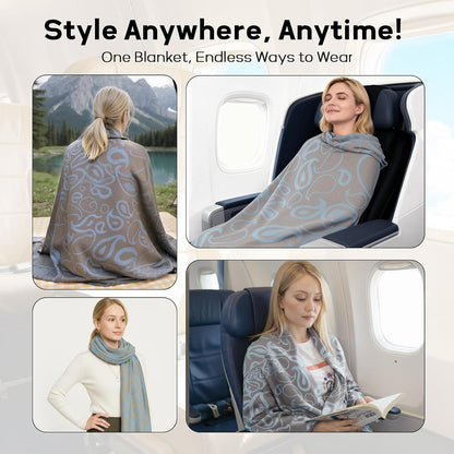Travel Blanket Airplane - Ultra Soft & Lightweight Knit Design