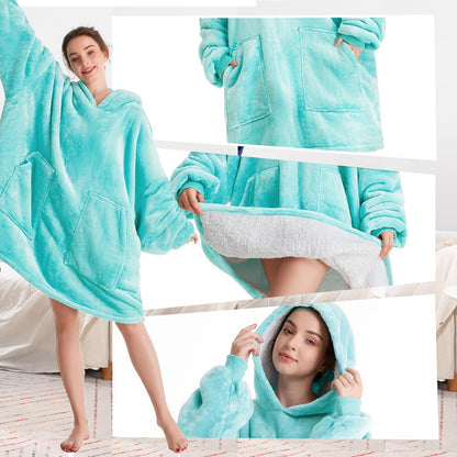Aemicion Strawberry Blanket Hoodie,Oversized Sherpa Wearable Hooded Blanket,Warm Cozy Sweatshirt Gifts for Women Girls Adult