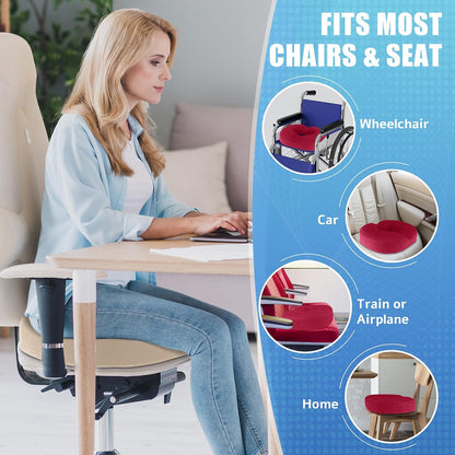 BlissTrends Donut Pillow Seat Cushion,Donut Chair Cushions for Postpartum Pregnancy & Hemorrhoids,Tailbone Pain Relief Cushion,Memory Foam Lifting Cushions for Office&Home Chairs (Black)