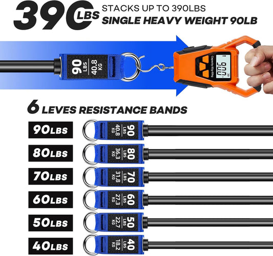 NITEEN 310lbs/390lbs Heavy Resistance Bands with Handles for Working Out