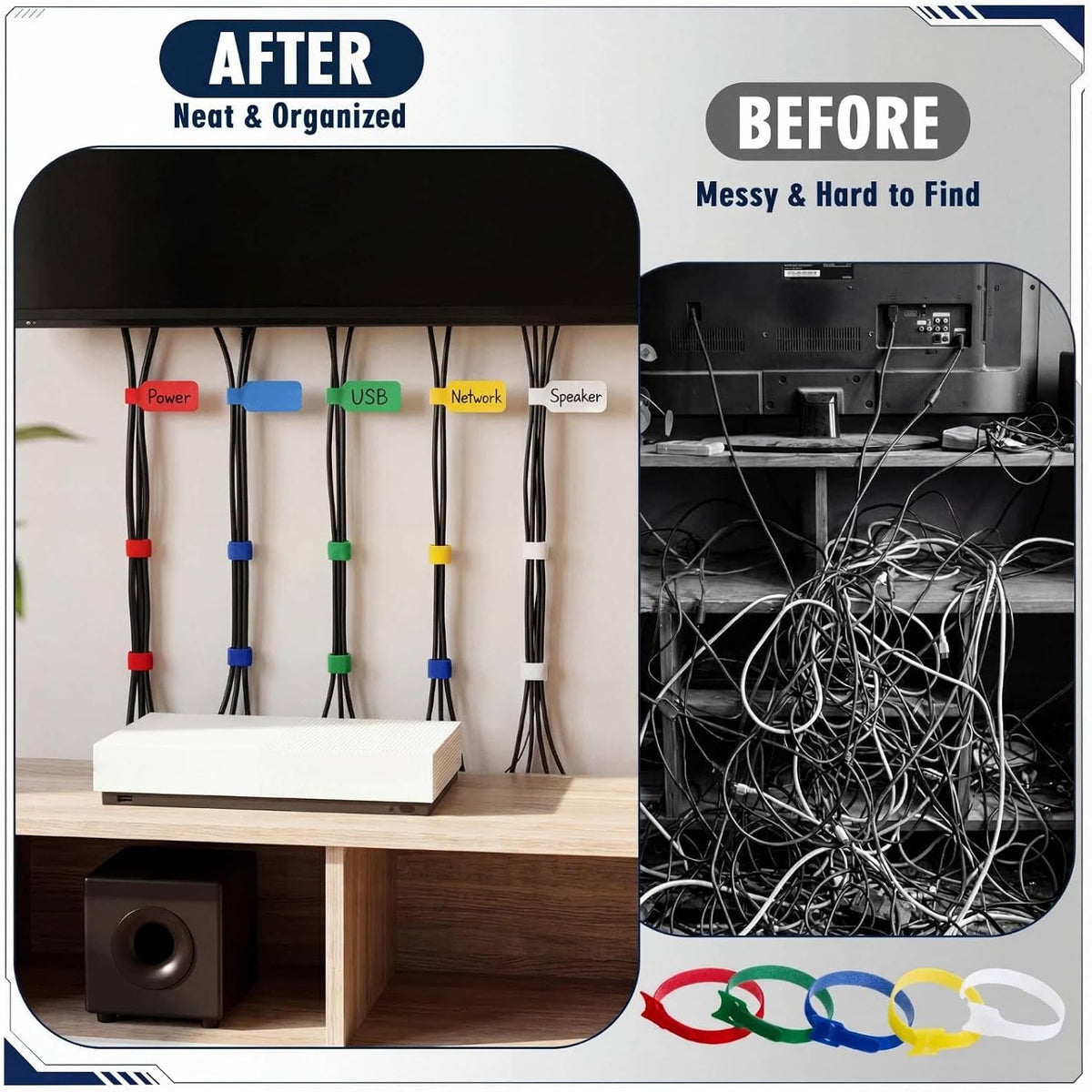320 Pcs Cable Organization & Identification Kit, Color-coded Write-on
