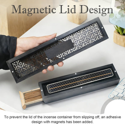 Incense Holder Burner, 2 in 1 Coffin Design with Storage Box and Ash Catcher, Holder for Incense Sticks, Excellent for Meditation Wellness Practices Bedroom Study Office