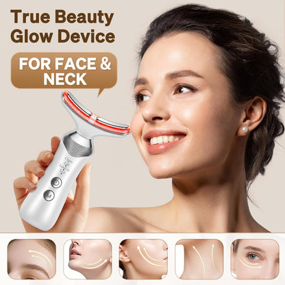 Facial Massager for Face and Neck, 7-in-1 Face Neck Massager Tool with 4 Modes, Facial Massage Beauty Device for at-Home Skin Care