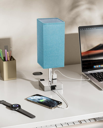 Touch Bedside Table Lamp for Bedroom - Dimmable, USB C+A, 2 AC Outlets