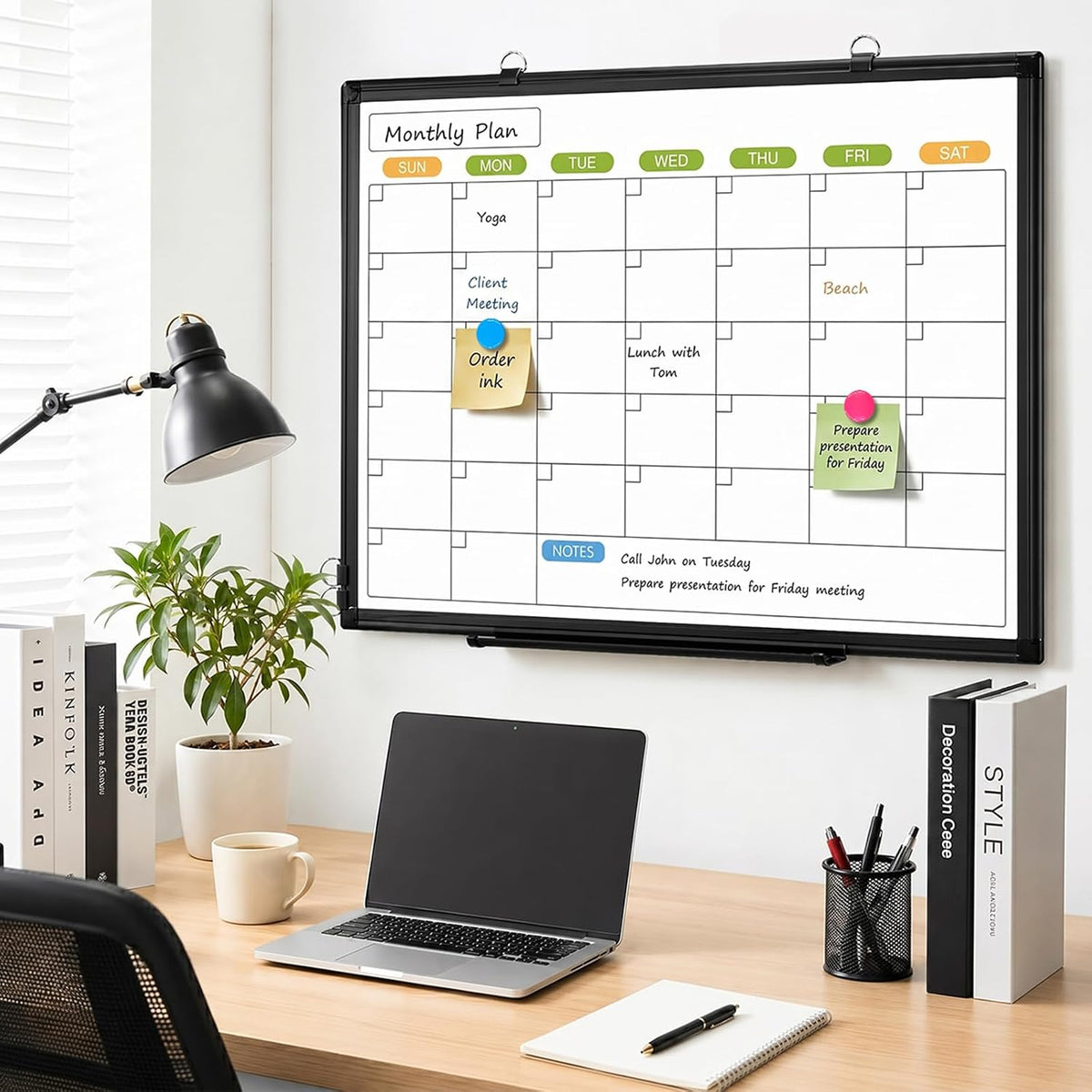 24" x 18" Magnetic Monthly Dry Erase Whiteboard Calendar for Wall