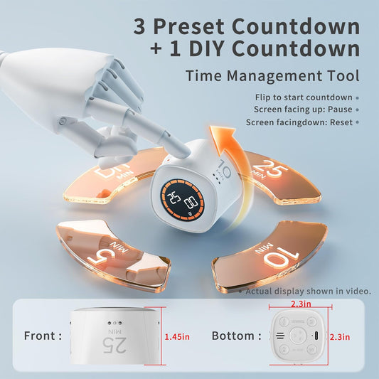 VEWINGL Cube Productivity Timer, 25/5/10/45 Min Presets, Desk Flip Timer for Pomodoro Study Sessions, Vibration & Custom Modes for ADHD, Work, Study & Kitchen (Black)