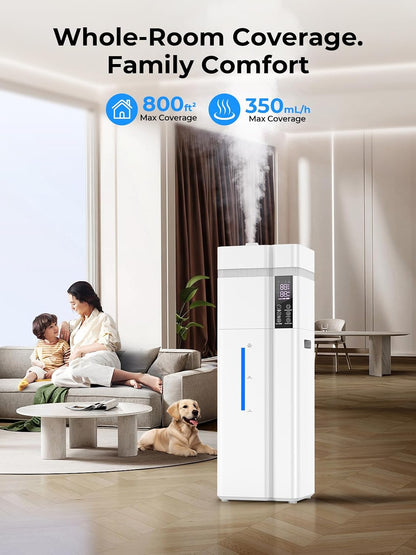 13L/3.43Gal Humidifier Large Room, 800ft² Coverage, 100H Runtime, Auto Humidity Control, Top Fill, Humidifiers for Bedroom, 35dB Quiet, Sleep Mode, Aroma Diffuser, 24H Timer, Auto Shut-off Protection
