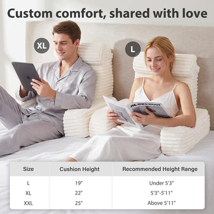 ENITYA 22" XL Back Pillow for Bed Sitting Up, Reading Pillow with Armrests & Big Pockets, Soft Back Support Chair, Ideal for Watching TV, Gaming, Nursing, Resting, Post Surgery, Dark Grey