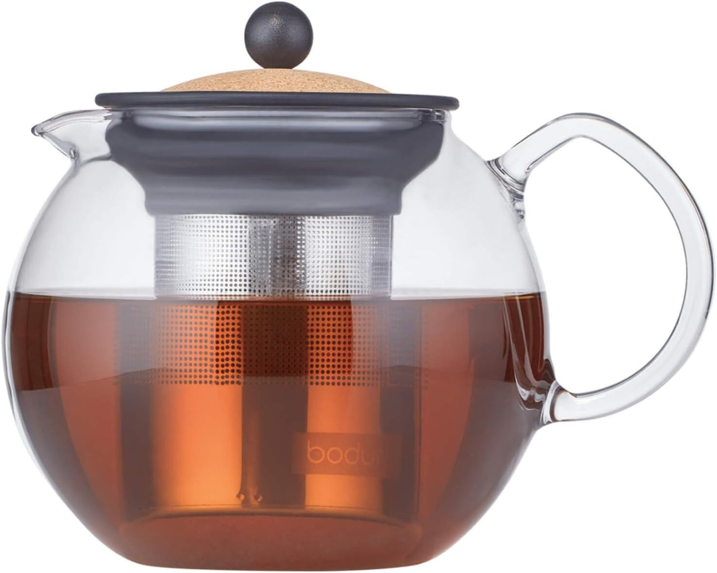 Bodum 34oz Assam Glass Tea Press with Stainless Steel Filter, Black Plastic Lid