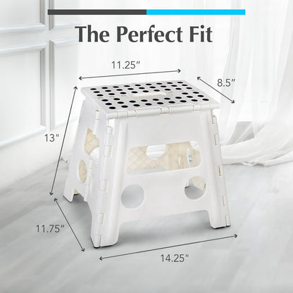 Handy Laundry Folding Step Stool - Sturdy Enough Collapsible Stool to Support Adults - Opens Easy with One Flip - Great for Kitchen, Bathroom or Bedroom (Black - 9 Inch)