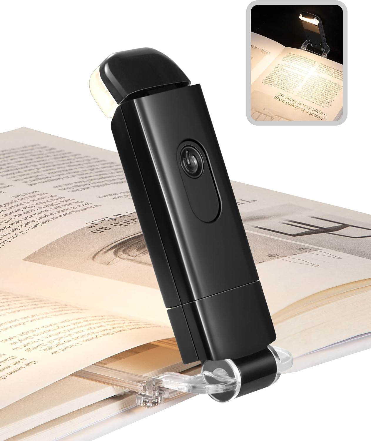 DEWENWILS USB Rechargeable Book Light for Reading in Bed, LED Book Reading Lights with Clip, Perfect for Bookworms, Kids, Warm White, Brightness Adjustable (Blue)