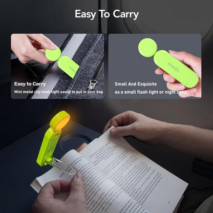 VAVOFO USB Rechargeable Book Light, Blue Light Blocking, Amber Clip-On Bookmark Shaped Reading Light, Eye Care 6 LEDs With 9 Lighting Modes for Bookworms (Grey)