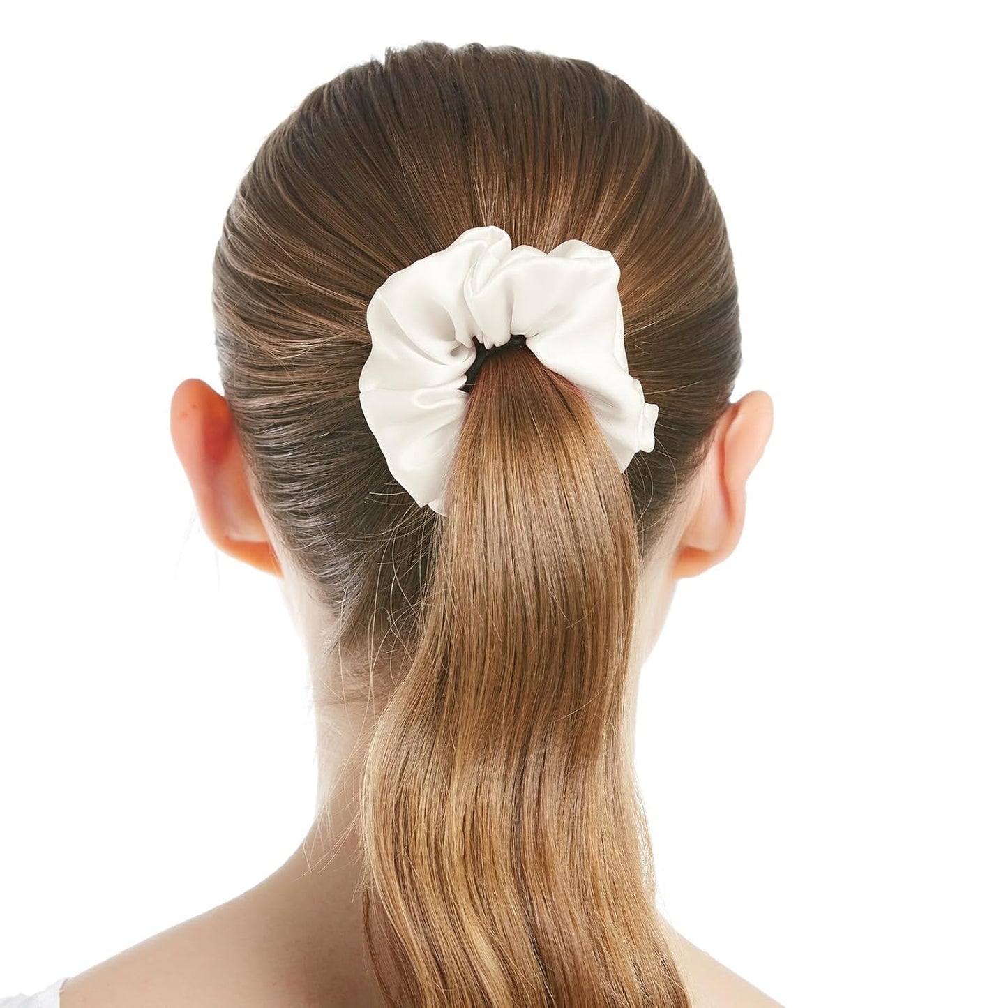 LILYSILK Silk Hair Scrunchies / Ties for Frizz & Breakage Prevention, 100% Mulberry, No Damage, Elastic ponytail Holders, 1Pc, Coffee - Colors B