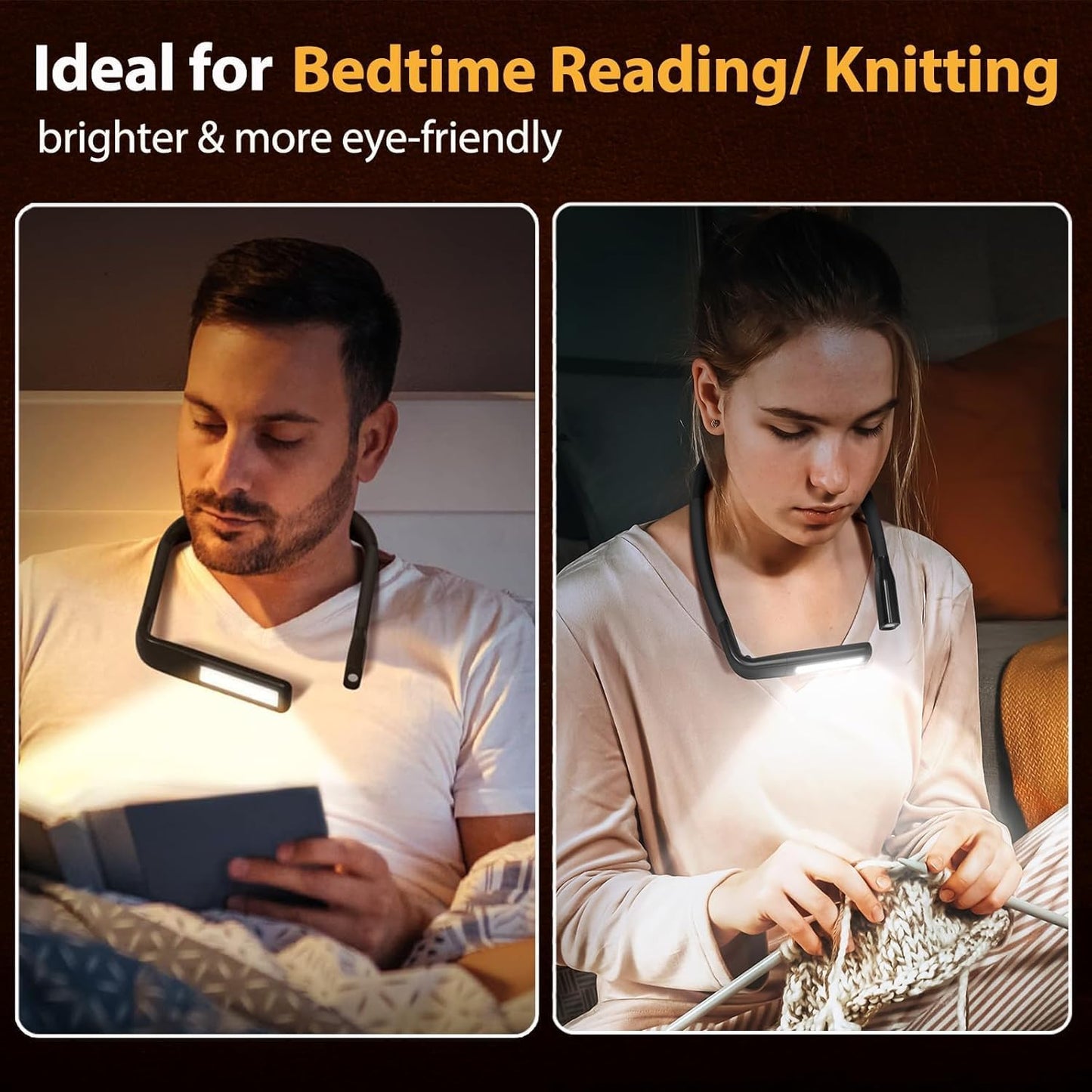 Reading Light, Rechargeable Neck Light, Stepless Dimming Book Light