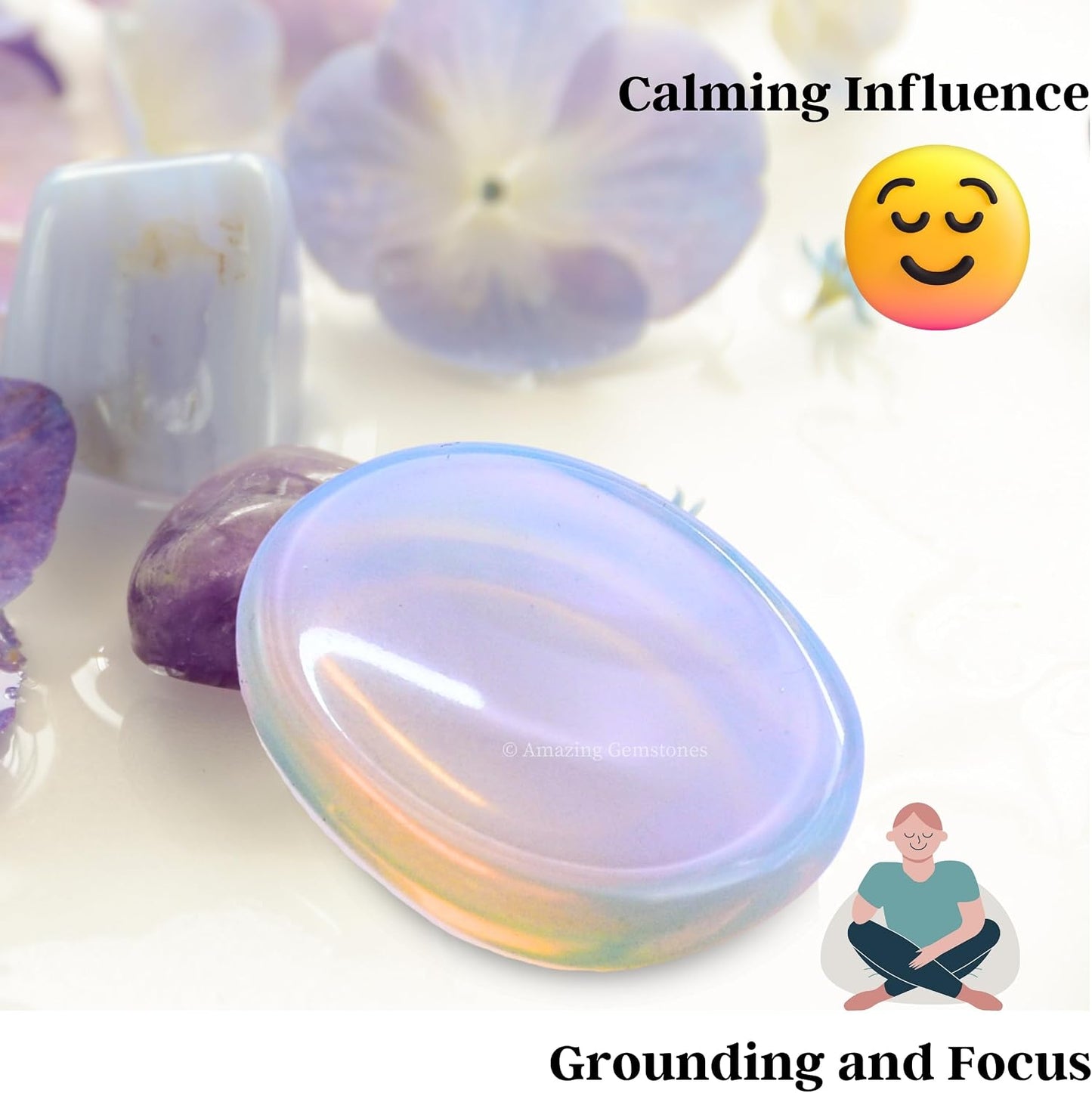 Amazing Gemstone Labradorite Thumb Worry Stone, Anxiety Stone, Healing Crystals - Piedra Crystal Fidget for Gift, Meditation, Calming, Relaxation, Stress Relief - Colors B
