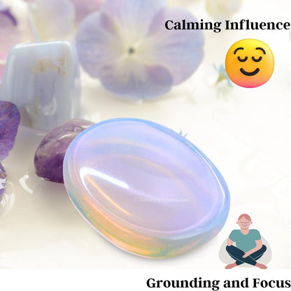 Amazing Gemstone Labradorite Thumb Worry Stone, Anxiety Stone, Healing Crystals - Piedra Crystal Fidget for Gift, Meditation, Calming, Relaxation, Stress Relief - Colors B