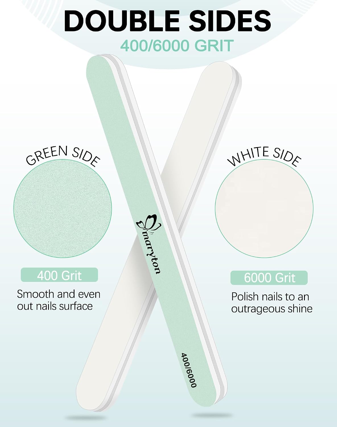 Maryton Nail Buffer 10PCS - Salon Shine for Natural Nails, 400 6000 Grit