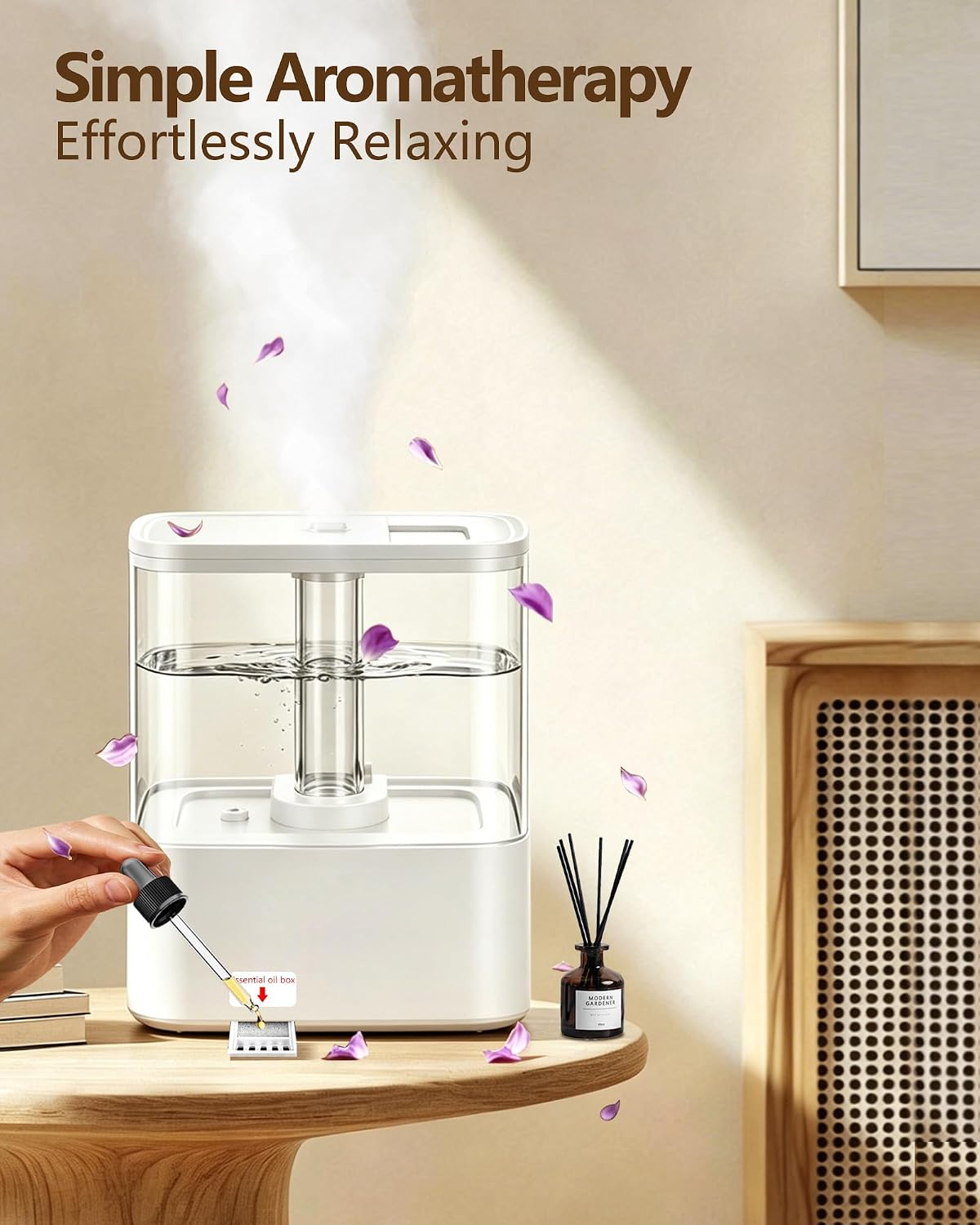 KZF 4L Top Fill Humidifiers for Bedroom & 40H Runtime - Cool Mist Humidifier, 3 Mist Levels, 8H Timer, Essential Oil Tray, Humidity Display, Quiet for Baby, Plants, Large Room (Black, 4, Liters)