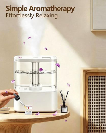 KZF 4L Top Fill Humidifiers for Bedroom & 40H Runtime - Cool Mist Humidifier, 3 Mist Levels, 8H Timer, Essential Oil Tray, Humidity Display, Quiet for Baby, Plants, Large Room (Black, 4, Liters)