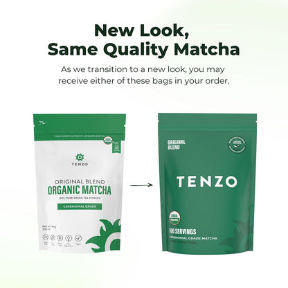 Tenzo Matcha Green Tea Powder, Organic Cafe Sweetened Matcha Latte Green Tea Powder, Ceremonial Barista Crafted Mix - Authentically Japanese - Matcha Latte Mix (35.27 Ounce)