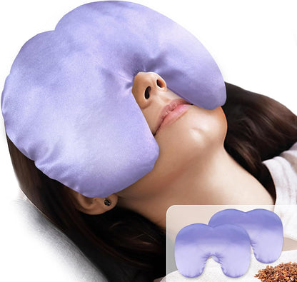 Atsuwell Sinus Mask Warm Compress for Face, Weighted Eye Mask 2 Packs | Heated Eye Mask for Dry Eyes, Microwavable Sinus Pressure Relief, Flaxseed Heating Pad for Face, Heat Cold Therapy
