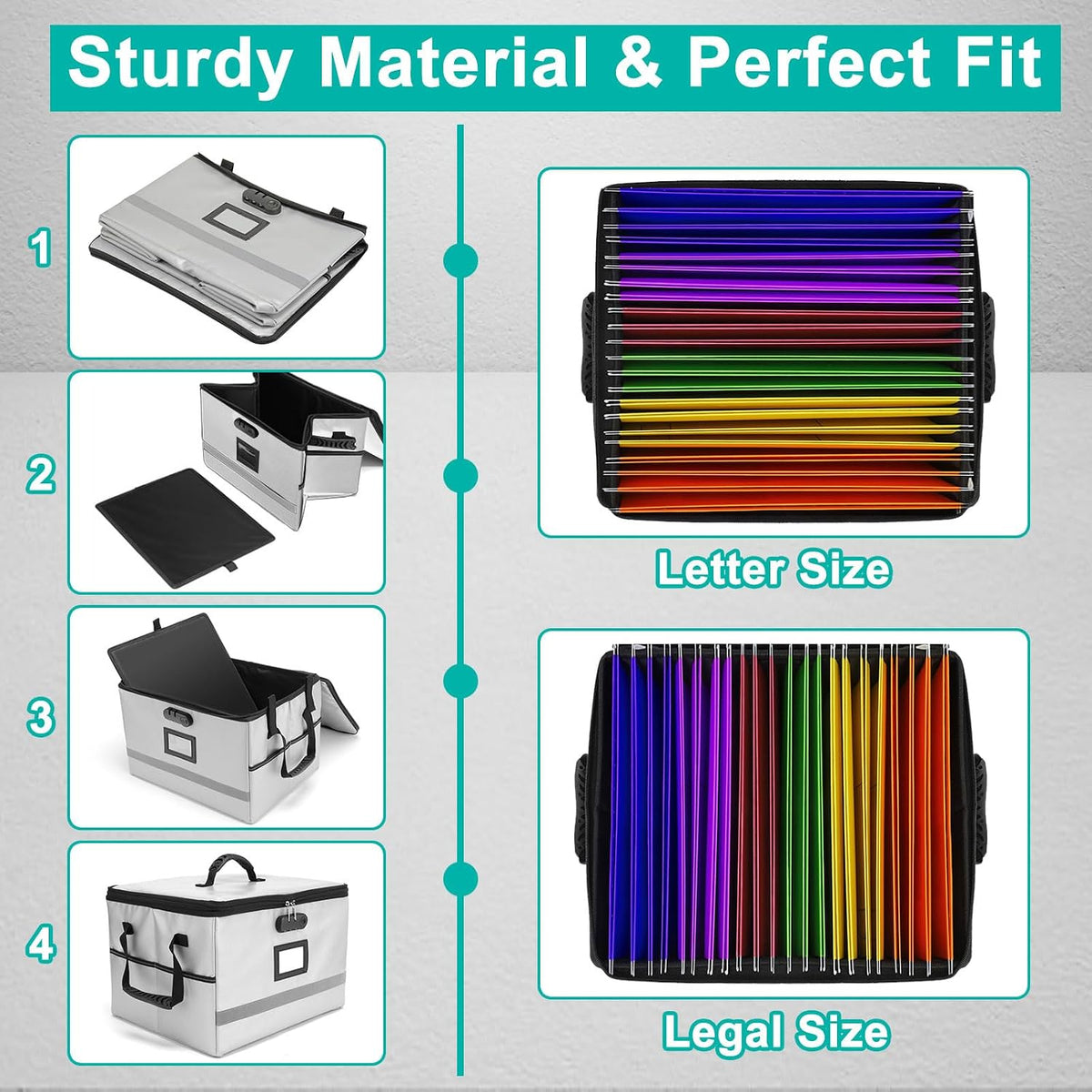 EXLIFBAG Fireproof File Organizer with Lock, 1 Layer