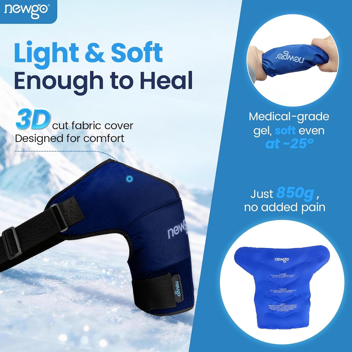 NEWGO Shoulder Ice Pack Wrap - FSA Eligible, Reusable Gel Cold Compression Sleeve for Rotator Cuff, Shoulder Surgery Recovery & Injuries, Tendinitis, Frozen Shoulder - Fits Both Shoulders