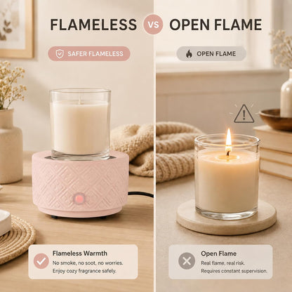 mocosa Ceramic Wax Warmer Wax Melt Warmer for Scented Wax 3-1 Electric Candle Warmer Home Fragrance Wax Burner for Mom Women(White-Fan Shaped)