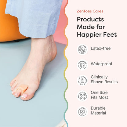 ZenToes Gel Toe Separators for Overlapping Toes, Bunions, Big Toe Alignment, Corrector and Spacer - 4 Pack (White)