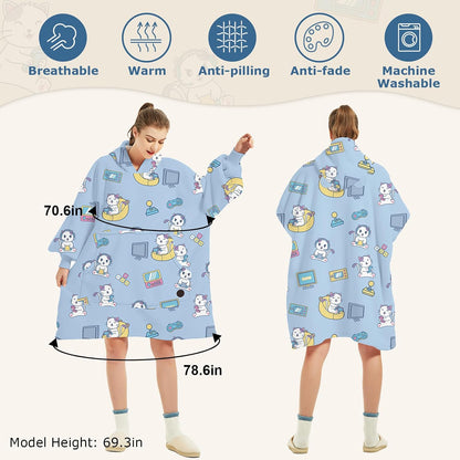 THREE POODLE Wearable Blanket Hoodie for Women, Oversized Sherpa Sweatshirt Blanket for Adults Men, Cozy Hooded Blankets, Gifts for Teen Girls Women Mom Sister