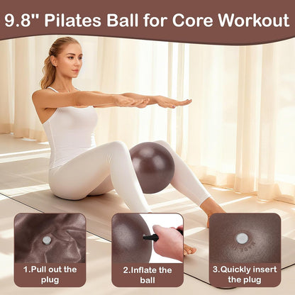 Hoedia Pilates Kit for Women, Pilates Equipment Ring and Ball Set with Resistance Bands, Yoga Strap, Core Sliders, Socks, Bag & Guide for Starter Home Workout Fitness Gym Essentials