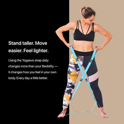 YogaEVO Stretching Strap with Loops for Physical Therapy — Yoga Strap & Resistance Band in One — Flexibility & Back Recovery — HD Video Routines Included