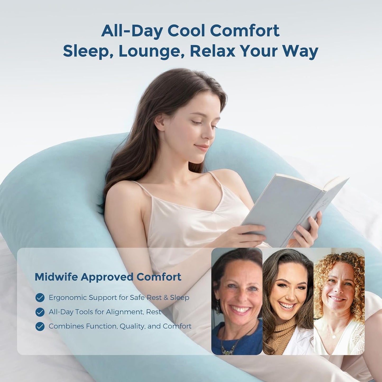 Momcozy Cooling Pregnancy Pillow - U Shaped Full Body Maternity Pillow