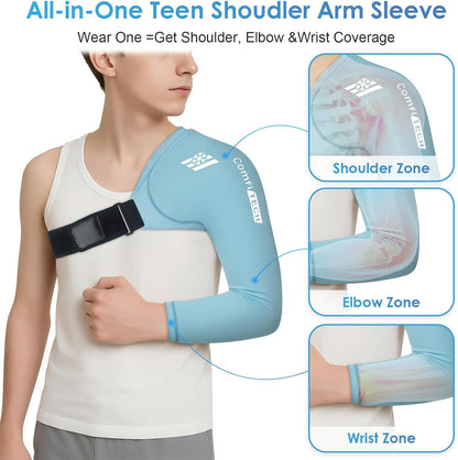 ComfiTECH Youth Shoulder Arm Ice Pack Wrap for Young Pitchers, Ice Arm Sleeve for Teen Volleyball Players, Flexible Cold Application for Throwing Recovery, Elbow Joint & Muscle Comfort, Large