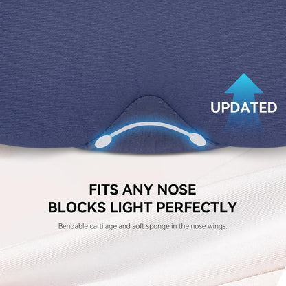 Mavogel Cotton Sleep Eye Mask, Light Blocking with Adjustable Nose Bridge | Updated Design, Soft and Comfortable Night Eye Mask for Men Women, Eye Blinder for Shift Work, Includes Travel Pouch, Grey