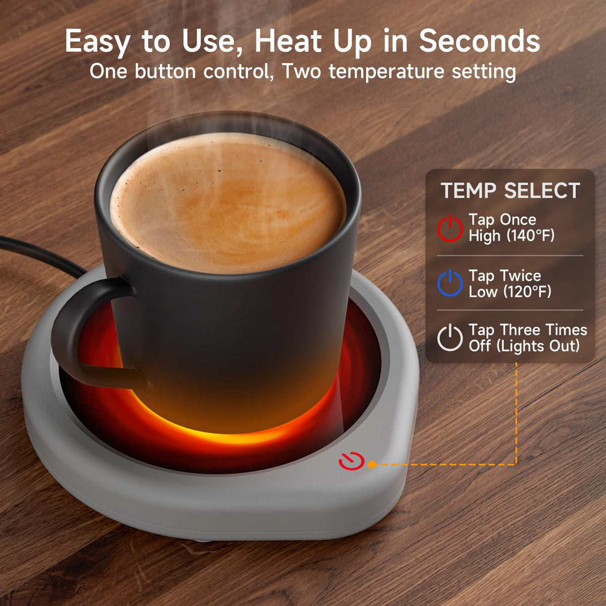 Oracer Coffee Mug Warmer, Cup Warmer for Desk with Auto Shut Off Smart Temperature Settings, Electric Beverage Tea Water Milk Heater for All Cups and Mugs, Heating Plate Candle Wax Warmer