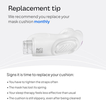 ResMed AirFit N30i Cushion - Nasal CPAP Mask Cushion Replacement - Soft Silicone - Quiet Venting - CPAP Supplies & Accessories - Medium. Frame System & Full Face Cushion are Not Included