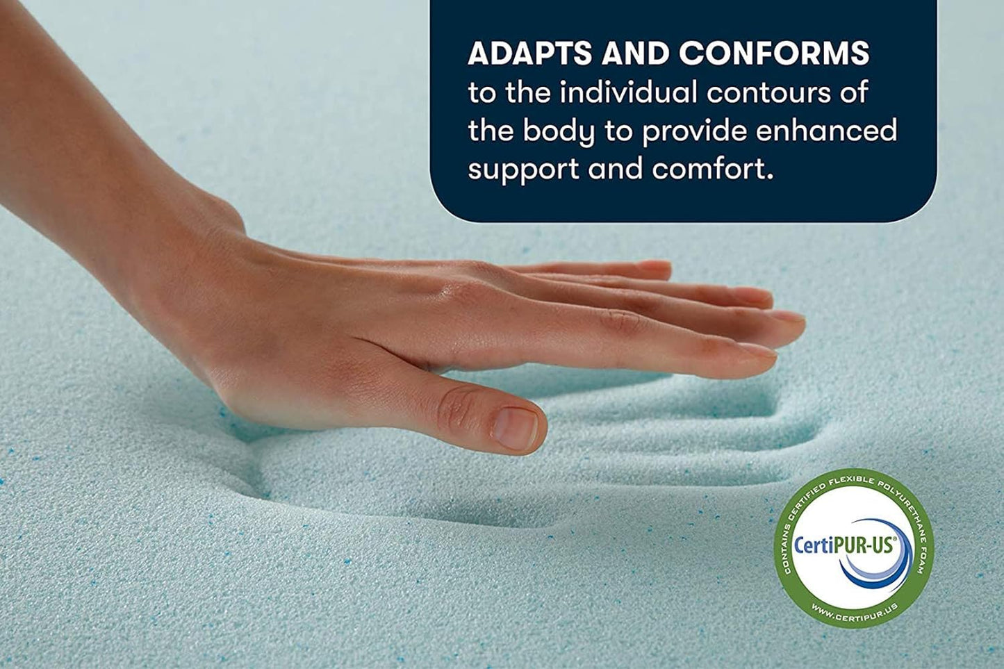 Serta ThermaGel Cooling, Pressure-Relieving Memory Foam Mattress Topper, 3 Inch, Queen,Blue