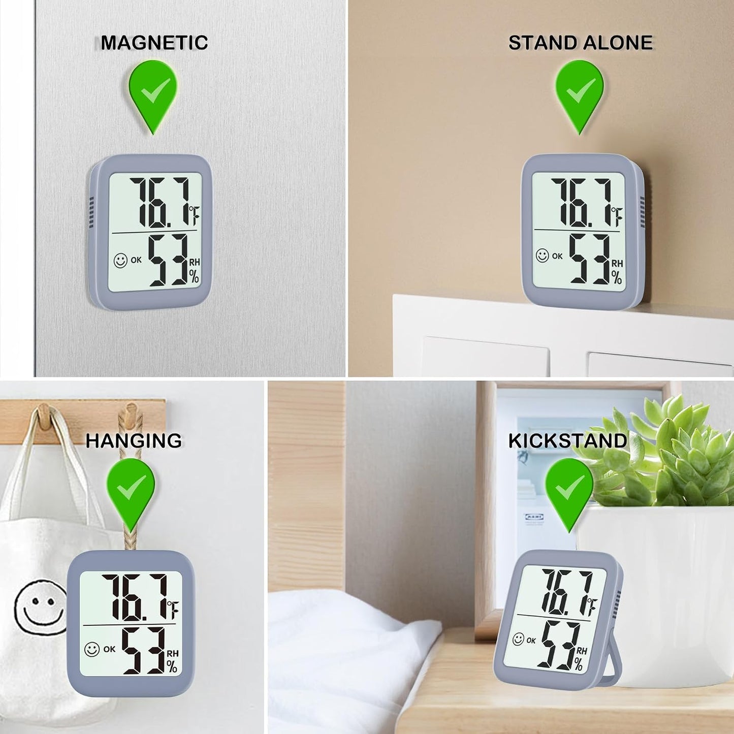 Antonki 2 Pack Room Thermometer for Home, Hygrometer Indoor Humidity Meter Gauge, Digital Temperature and Humidity Monitor Sensor for House, Terrarium, Incubator, Greenhouse - Battery Included