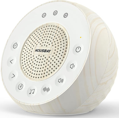 Housbay White Noise Machine with 31 Soothing Sounds, 5W Loud Stereo Sound, Auto-Off Timer, Adjustable Volume, Sleep Sound Machine for Baby, Kid, Adult -Wood Grain
