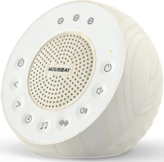 Housbay White Noise Machine with 31 Soothing Sounds, 5W Loud Stereo Sound, Auto-Off Timer, Adjustable Volume, Sleep Sound Machine for Baby, Kid, Adult -Wood Grain