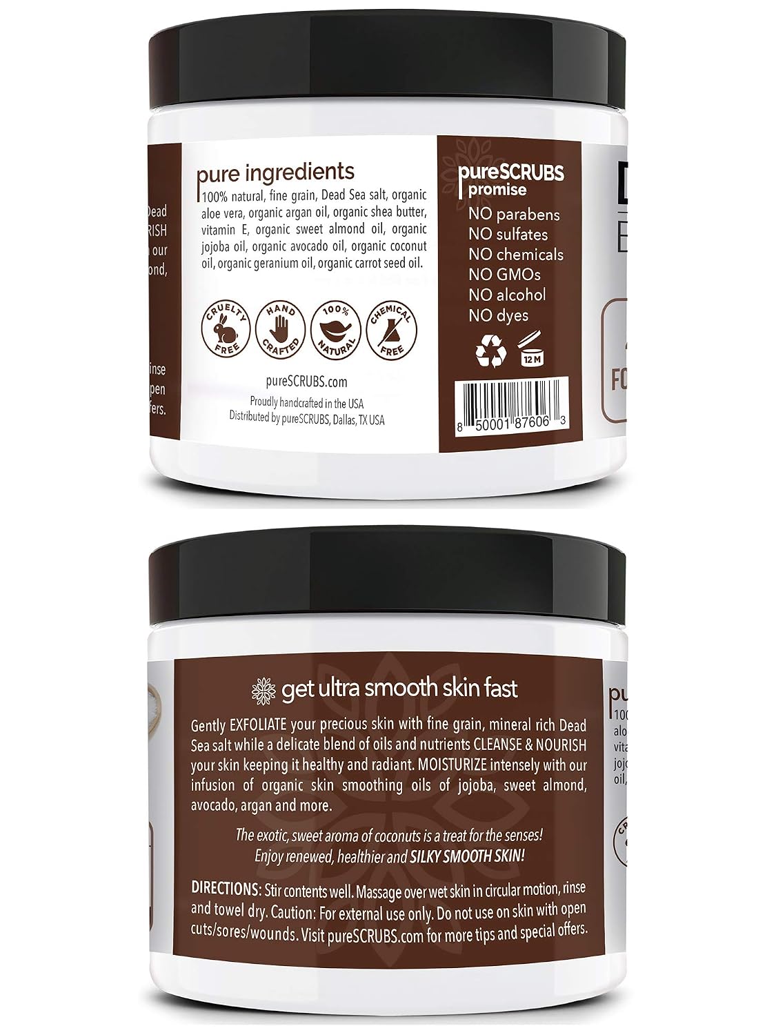 pureSCRUBS Premium Cucumber Body Scrub Set, Exfoliating Dead Sea Salt Scrub