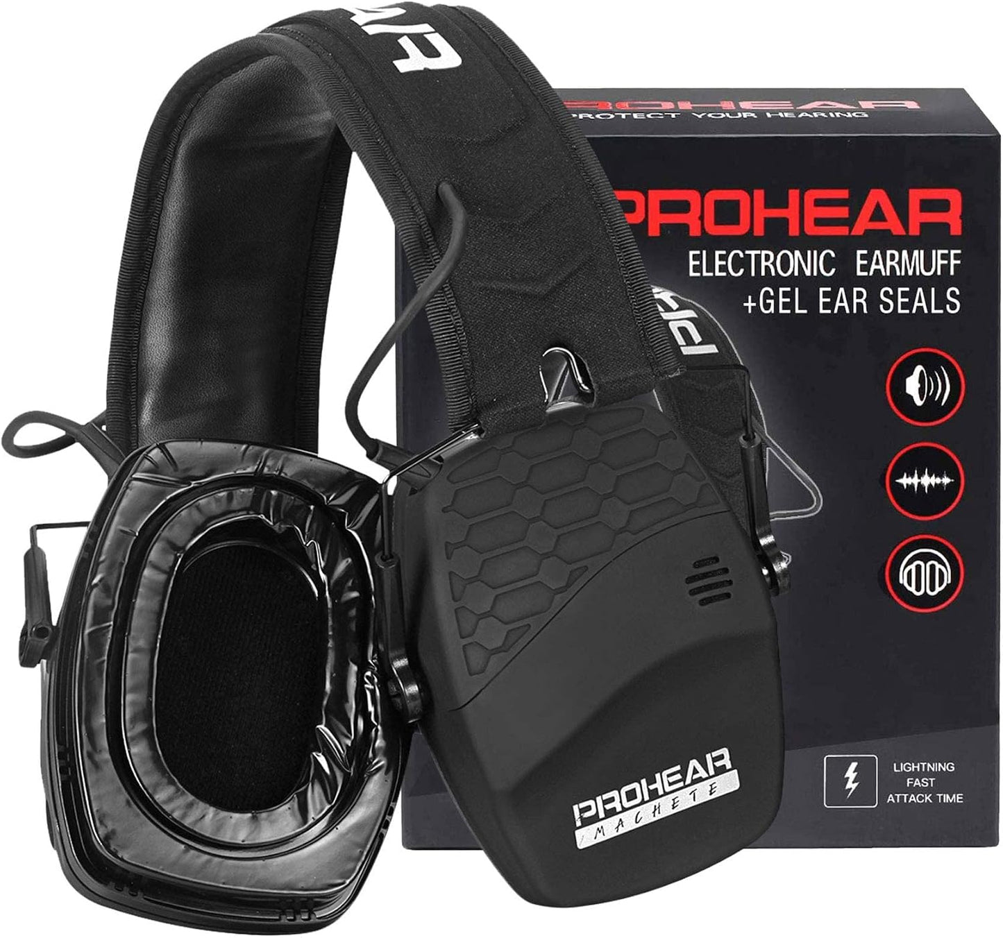 PROHEAR Electronic Ear Protection for Shooting with 4X Sound Amplification, Gun Range Hearing Protection Muffs, NRR 23dB Noise Reduction Headphones for Hunting, Green