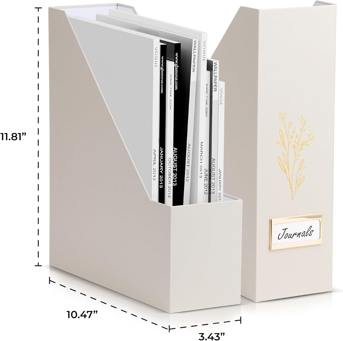 Beautiful Magazine Holder Set of 3 - Sturdy File Holder for Desk or Shelves
