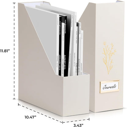 Beautiful Magazine Holder Set of 3 - Sturdy File Holder for Desk or Shelves