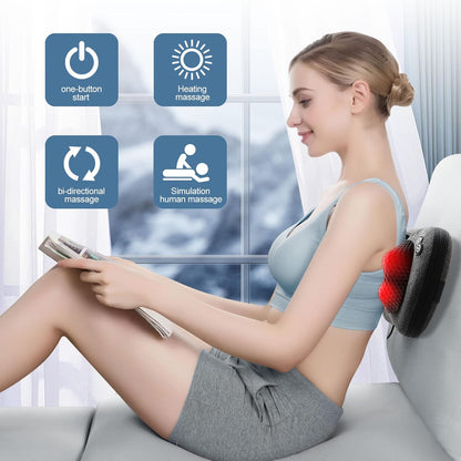 VIKTOR JURGEN Shiatsu Back Massager with Heat – Deep Tissue Massage for Neck, Shoulder, Back Pain Relief, Electric Kneading 3D Massage Pillow, Christmas for Men Women Dad Wife Mom Gifts (NOT Cordless)