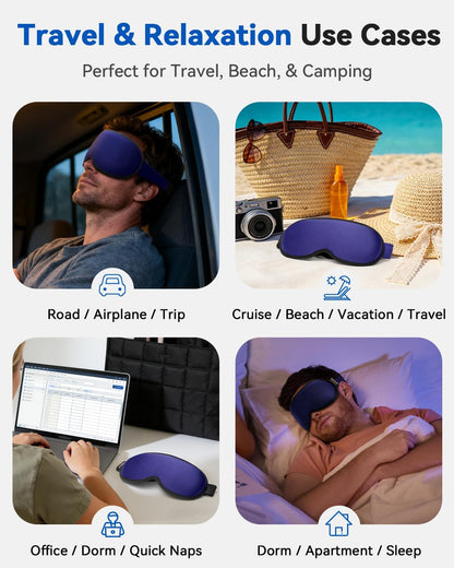 Weighted Blackout Sleep Mask for Men, 3D Contoured Zero Eye Pressure, Lash-Friendly Deep Eye Cups, Adjustable Slide Buckle Strap, Office Nap & Business Travel Essential, Relaxation Gift for Him(Black)